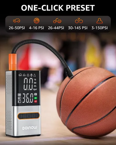 Miniatura 4 de Inflador de neumáticos, compresor de aire portátil, mini bomba inalámbrica para bicicleta con pantalla digital de valores duales, bomba de aire
