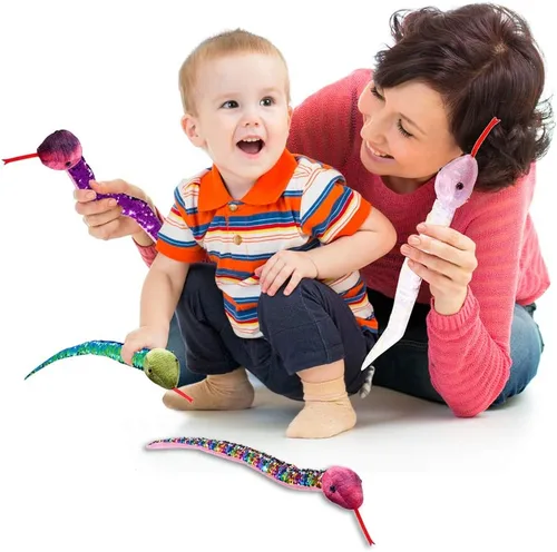 Miniatura 6 de ArtCreativity Juguetes de serpiente de lentejuelas para niños, felpa con lentejuelas que cambian de color, suministros de fiesta de la selva