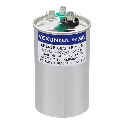Miniatura 32 de VEXUNGA - 25/5 uF 25+5 MFD 370V o 440V Condensadores redondos de arranque dual 25 5 uF 370 440 Volt VAC CBB65 Condensadores para acondicionador