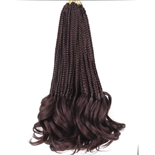 Miniatura 89 de Trenzas de ganchillo rizado francés T33, cabello pre-anillado 10 pulgadas, trenzas cortas rizadas francesas con extremos rizados, trenzas box