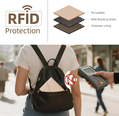 Miniatura 153 de Zoppen - Billetera de viaje con bloqueo RFID multiusos (Ver.4) Portatarjetas de pasaporte y vacunas, organizador de documentos de tres pliegues