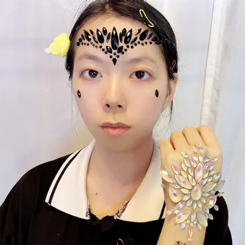 Miniatura 2 de Black Face Jewels se adhieren a los accesorios del festival, diamantes de imitación del tatuaje de la cara de Halloween para el maquillaje, joyas