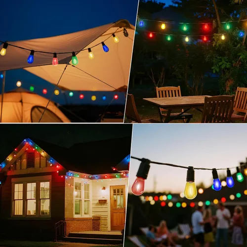 Miniatura 8 de GvvooHome Paquete de 24 Bombillas LED S14 de Colores para Luces de Cadena Exteriores, Bombillas de Repuesto Irrompibles de 1W para Luces de Patio