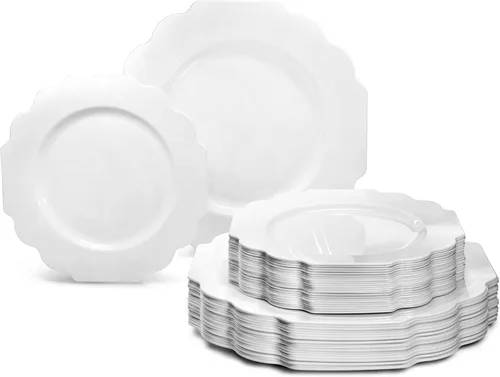 Miniatura 29 de OCCASIONS juego para 25 comensales (200 piezas), 80 comensales (640 piezas), 120 comensales (960 piezas), blanco imperial, 10.5 pulgadas, 7.5 A.