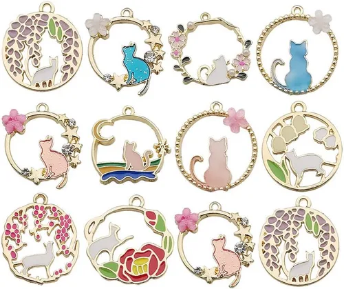 WOCRAFT - Dijes esmaltados chapados en oro para bisutería, elaboración de collares, pulseras, aros, slime, accesorios para manualidades de joyería
