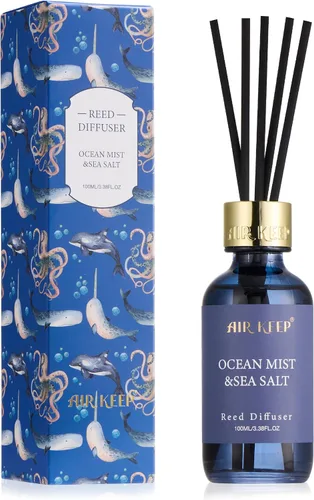 Miniatura 16 de Airkeep Juego de difusor de junco, 3.38 onzas líquidas, difusor de aceite de playa de coco con 8 varillas de caña, difusor de varillas de fragancia