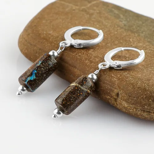 Miniatura 50 de Aretes de aro de cristal afganita natural Piedras afganas de alto grado Aretes chapados en plata Gota lisa Joyas de piedras preciosas hechas