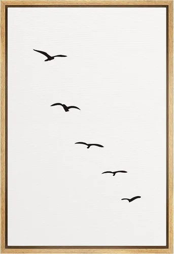 Miniatura 11 de SIGNFORD - Lienzo enmarcado para pared, arte de pintura grunge duotono blanco bronceado, trazos abstractos, formas ilustradas, arte moderno