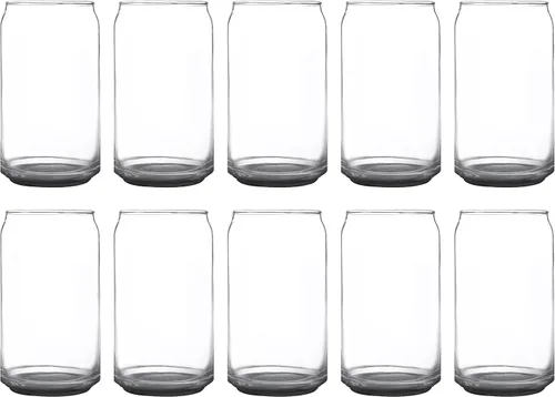Miniatura 9 de Juego de 10 vasos de lata de cerveza personalizados, 16 onzas, tamaño de pinta, texto promocional, logotipo, forma de lata de soda, cristalería
