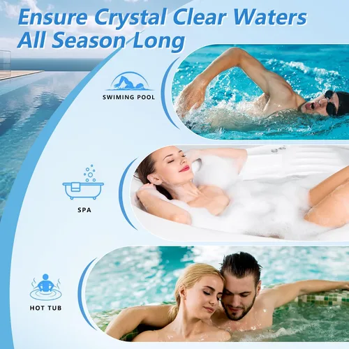 Miniatura 5 de Tiras de prueba de sal de piscina 9 en 1, 150 unidades para agua salada, kit de prueba de piscina para nivel de sal (0-6000 ppm), cobre, GH, pH