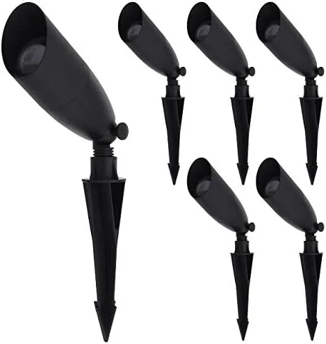 MarsLG ALS1 - Luz de aluminio de bajo voltaje direccional para paisaje en acabado negro con pico de tierra y bombilla LED MR16 gratis (paquete de