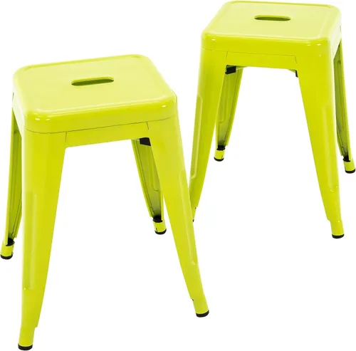 Miniatura 24 de Brage Living Juego de 4 taburetes industriales de metal de 18 pulgadas, taburetes apilables para aula, sillas de comedor de metal sin espalda