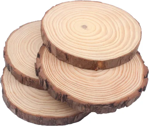 Paquete de 6 rebanadas redondas de madera rústica de 7 a 8 pulgadas, sin terminar, ideal para bodas, centros de mesa y manualidades