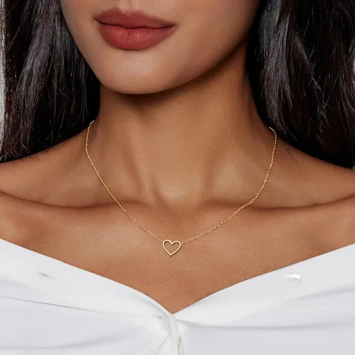 Miniatura 2 de Zeffy - Lindo collar de corazón chapado en plataoro de 18 quilates, collar de cadena con dije de corazón pequeño para mujer, joyas delicadas de oro
