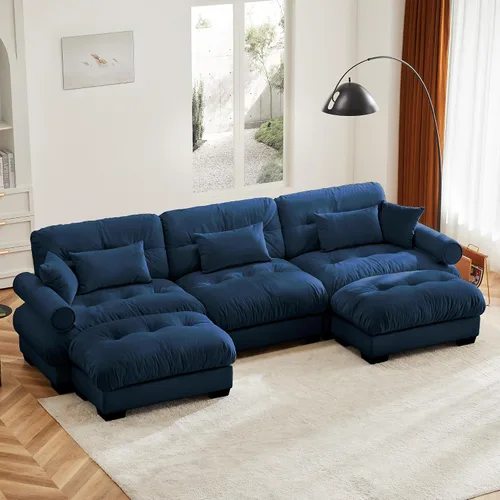 Miniatura 65 de Otomana beige para sofá modular modular, sofá individual, asiento otomano para sofá modular convertible, sofás de terciopelo para sala de estar