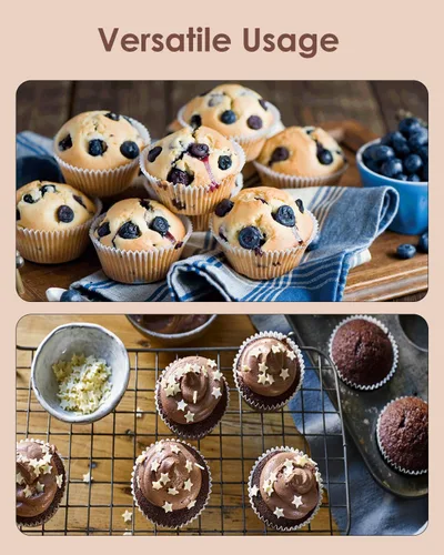 Miniatura 5 de Bake Choice 200 revestimientos negros estándar para cupcakes para hornear, envoltorios de cupcakes de grado alimenticio, forros de muffins