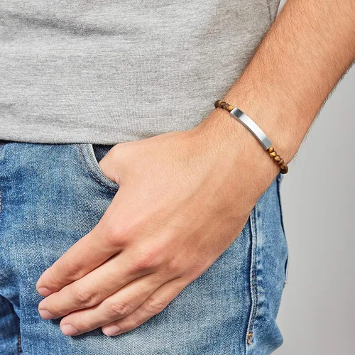 Miniatura 4 de Fossil - Pulsera de identificación de acero inoxidable chapado para hombre de regalo personalizada grabable