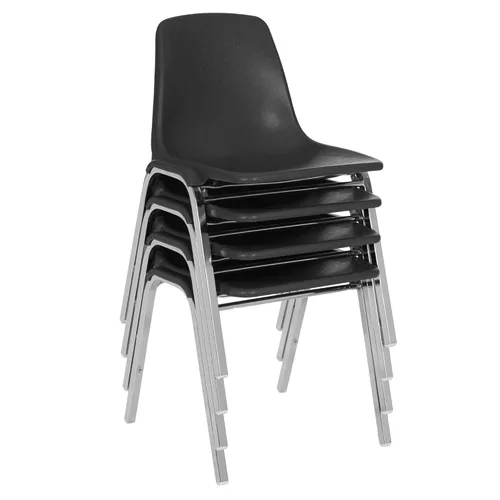 Miniatura 4 de OEF Furnishings OEF8110/2 Silla apilable de polipropileno de grado comercial (negro, paquete de 2)