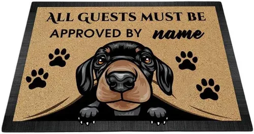 Miniatura 27 de Tapete personalizado con nombre de perro que mira al perro Cocker Spaniel, todos los invitados deben ser aprobados por alfombras para decoración