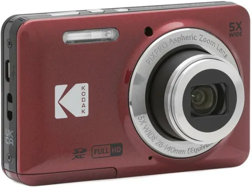 Miniatura 6 de KODAK PIXPRO Friendly Zoom FZ55 - Paquete de cámara digital (rojo) con tarjeta SD de 32 GB, funda para cámara y cargador de viaje de batería