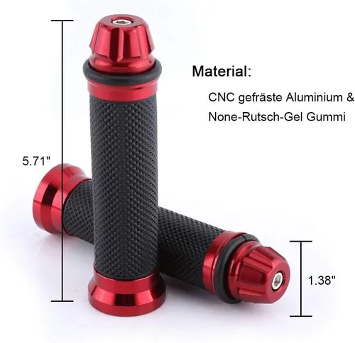 Miniatura 4 de Agarraderas universales para manillar de motocicleta CNC de goma de aluminio para mango de bicicleta de 7/8 pulgadas (rojo)