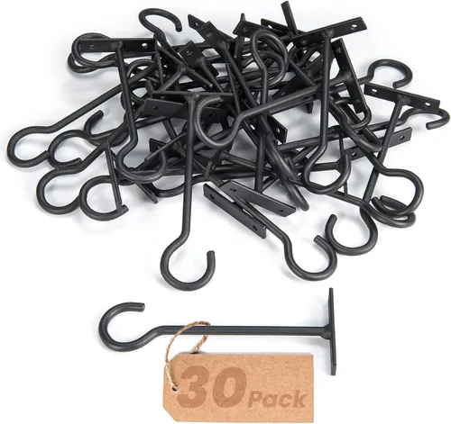 Miniatura 8 de Ganchos para plantas, paquete de 2 soportes de metal para colgar plantas de 6 pulgadas, gancho decorativo para comederos de pájaros, macetas, Negro