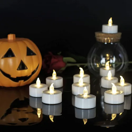 Miniatura 3 de Velas de té sin llama, funcionan con pilas, velas votivas eléctricas parpadeantes LED, paquete de 24 unidades, realistas y brillantes para fiestas