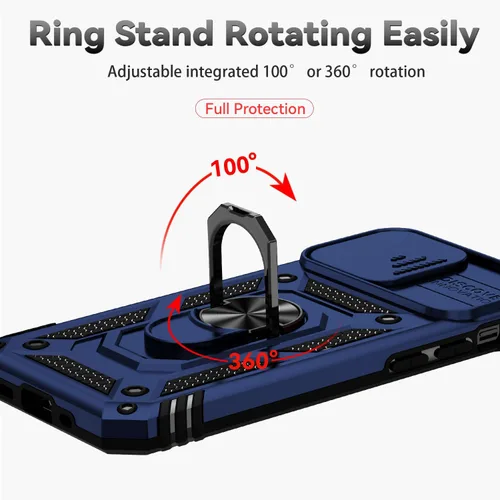 Miniatura 5 de Funda para iPhone 12, con protector de pantalla y funda para cámara, [grado militar] de 16 pies. Funda protectora a prueba de caídas con soporte Azul