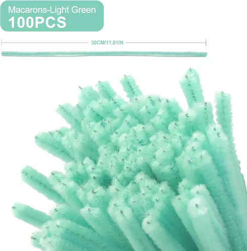 Miniatura 2 de 100 piezas de limpiadores de tuberías para manualidades, limpiador de tuberías de felpilla, limpiador de tuberías verde claro, suministros