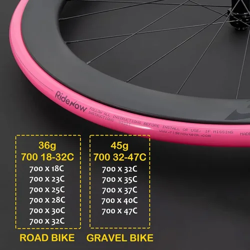 Miniatura 4 de Paquete de 2 tubos interiores Ridenow de TPU ultraligeros 700 x 18-32c/32-47c con válvulas Presta de 1.772 in/2.559 in/3.346 in para bicicleta