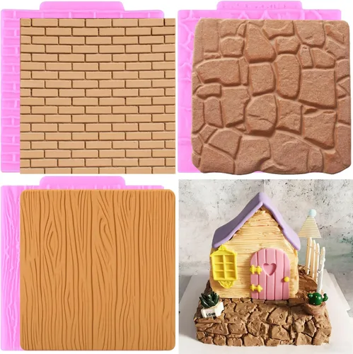 Miniatura 10 de Mujiang Diseño de textura de pared de ladrillo, moldes de silicona con textura de piedra para puerta, camino de piedra, moldes para fondant