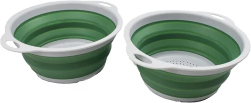 Miniatura 6 de SAMMART Colador plegable de 2.6 L (0.68 galones), colador de platos plegable, colador portátil y que ahorra espacio (gris/verde mar oscuro, 1)