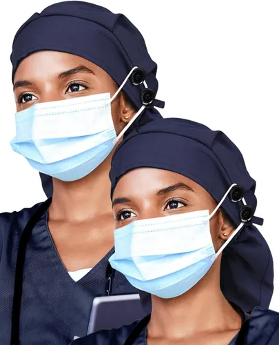 Miniatura 10 de Gorro de trabajo forrado de satén con botón para mujeres de cabello largo
