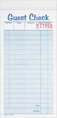 Adams Guest Check Pads, 2 partes, sin carbono, blanco/canario, 3-3/8 pulgadas x 6-3/8 pulgadas, 50 juegos por bloc, paquete de 10 (104-50SW)