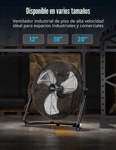 Miniatura 7 de Simple Deluxe HIFANXFLOOR12VX2 - Ventiladores de piso con 3 velocidades y diseño industrial, hecho de metal resistente, de alta velocidad