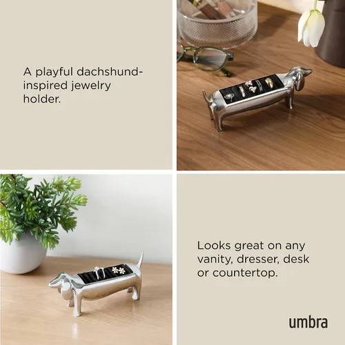 Miniatura 4 de Umbra Soporte para Anillos Dachsie - Regalo para Amantes de Perro Salchicha Dachshund Doxie - Almacenamiento de Joyas, Cromado