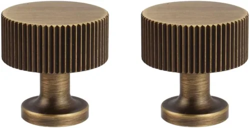 RZDEAL Pomos de latón macizo de latón antiguo para gabinete, cajón, cómoda, manijas tradicionales (1 x 1 pulgada/0.984 in x 0.984 in), paquete de 2