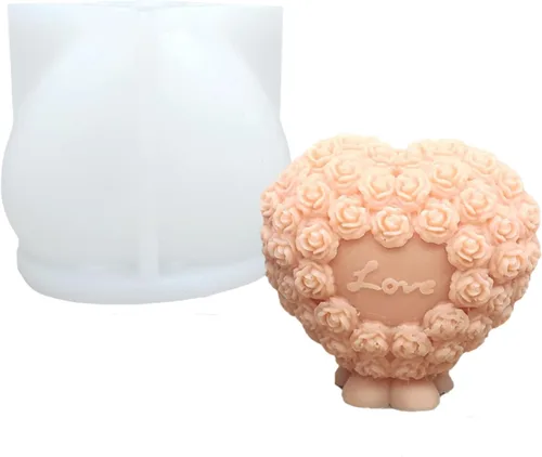 Miniatura 8 de Molde de silicona para jabón de 3 cavidades con forma de corazón de rosa para decoración de pasteles, chocolate, vela, bomba de baño, barra de loción