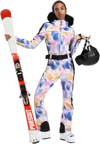Miniatura 9 de GSOU SNOW Traje de esquí para mujer, traje de nieve de una pieza, para snowboard, delgado, aislante, impermeable, resistente al viento