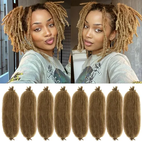 Miniatura 31 de Cabello Rizado Afro Elástico 8 Paquetes Cabello Trenzado Marley Twist Cabello Spring Twist Pre-Separado para Locs Falsos Cabello de Ganchillo Kinky