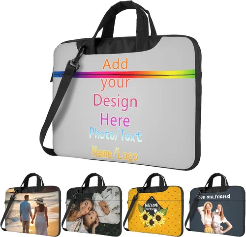 Miniatura 21 de Funda personalizada para laptop personalizada, añade tu foto, texto, maletines para portátil Púrpura2