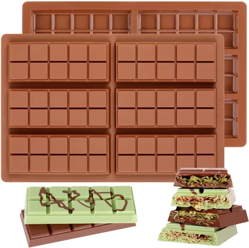 Miniatura 15 de Molde de barra de chocolate – Moldes antiadherentes para chocolate, molde profundo de silicona de grado alimenticio para pistacho de Dubai, dulces