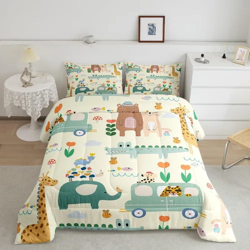 Miniatura 32 de Feelyou Juego de edredón de dinosaurio, tamaño individual, bonito juego de edredón de dinosaurio arcoíris para niños y niñas, juego de edredón Multi