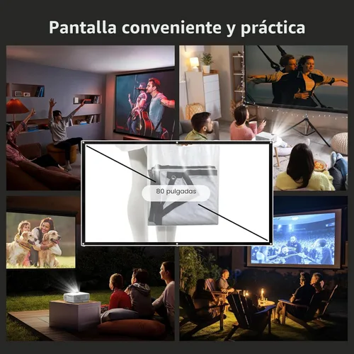 Miniatura 2 de PANSEBA Proyector Mini 1080P con Pantalla, Proyector de Cine en Casa Portátil con Bluetooth Bidireccional, Entrada HDMI/USB para Smartphone/TV
