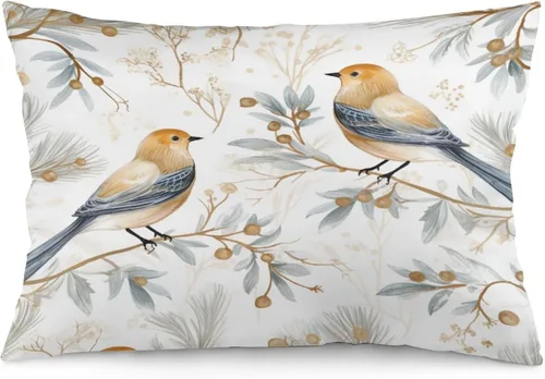 Miniatura 31 de Funda de almohada dorada de invierno con diseño de pájaros de nieve, Navidad, 12 x 20 pulgadas, diseño de Feliz Navidad, invierno, Navidad, cojín