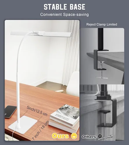 Miniatura 7 de Lámpara de escritorio LED para el hogar y la oficina con base, luz de tarea para arquitectos que cuida los ojos con cuello de ganso ajustable
