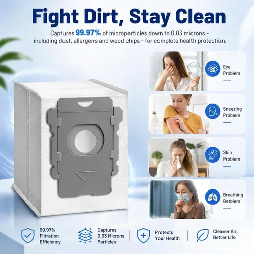 Miniatura 7 de Paquete de 14 bolsas de vacío de repuesto compatibles con iRobot Roomba i & s y j Series i7, i7+, i3, i3+, i1+, i4, i4+, i6, i6+, i8, i8+, j6, j6+
