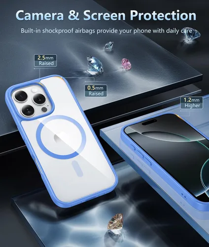 Miniatura 832 de FNTCASE Funda para iPhone 13 Pro-Max: Fundas magnéticas transparentes compatibles con Magsafe Slim anti amarillamiento protección contra caídas