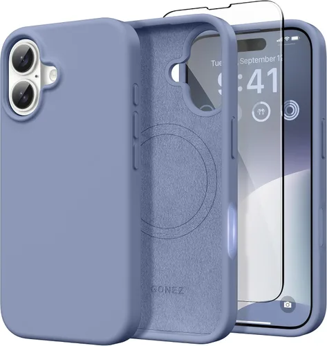 Miniatura 137 de GONEZ Funda de silicona para iPhone 14 Pro Max, compatible con MagSafe, con protector de pantalla + protector de lente de cámara, silicona líquida a