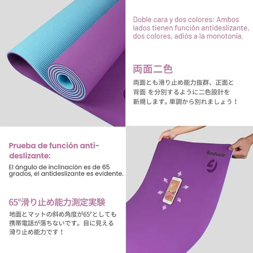Miniatura 3 de Tapete de yoga antideslizante, ecológico, con funda de transporte, tapete de yoga profesional para mujeres, tapete de entrenamiento para el hogar